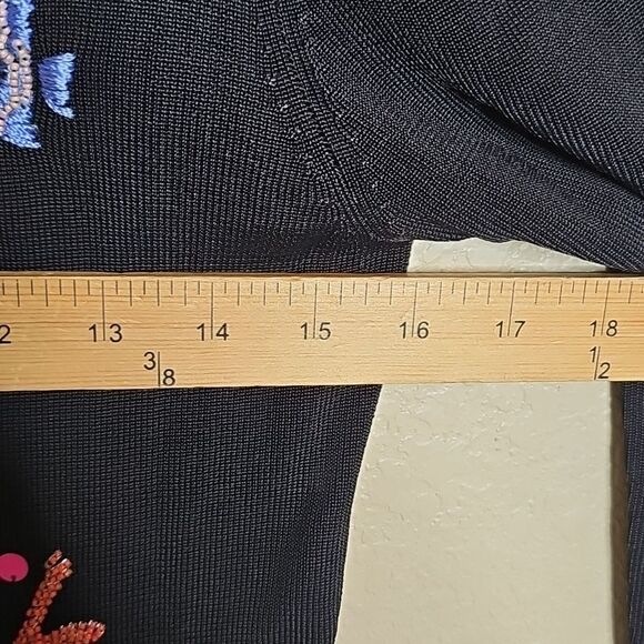 Vintage Beaded Under The Sea Sweaterworks Black Knit Scoop Neck Sweater Small - Picture 5 of 6